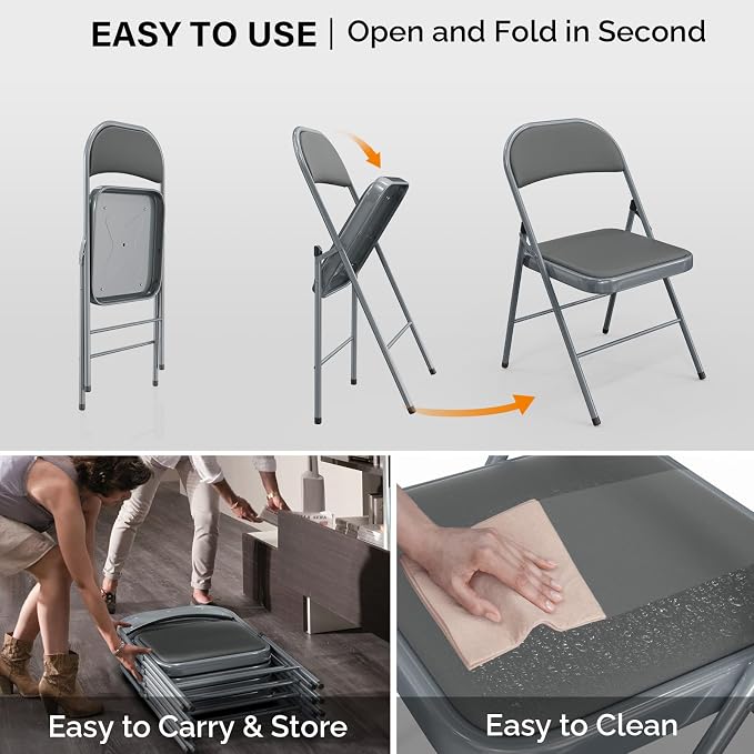 VINGLI 4 Pack Folding Chairs - Image 8