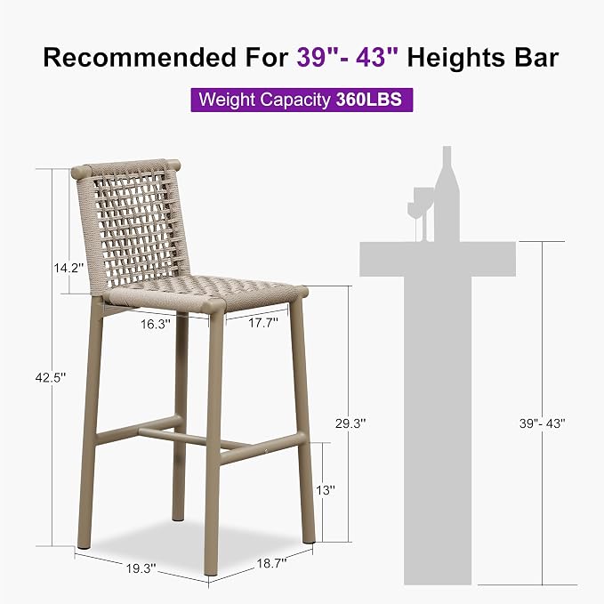 PURPLE LEAF Bar Stools Set of 2 - Image 2