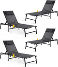 4 Pack Foldable Chaise Lounge Chair by HOMELYM