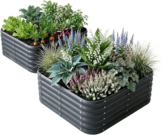 2-Pack 4x1.5ft Galvanized Raised Garden Bed, Outdoor Planter Bed, Metal Planter by Besebay