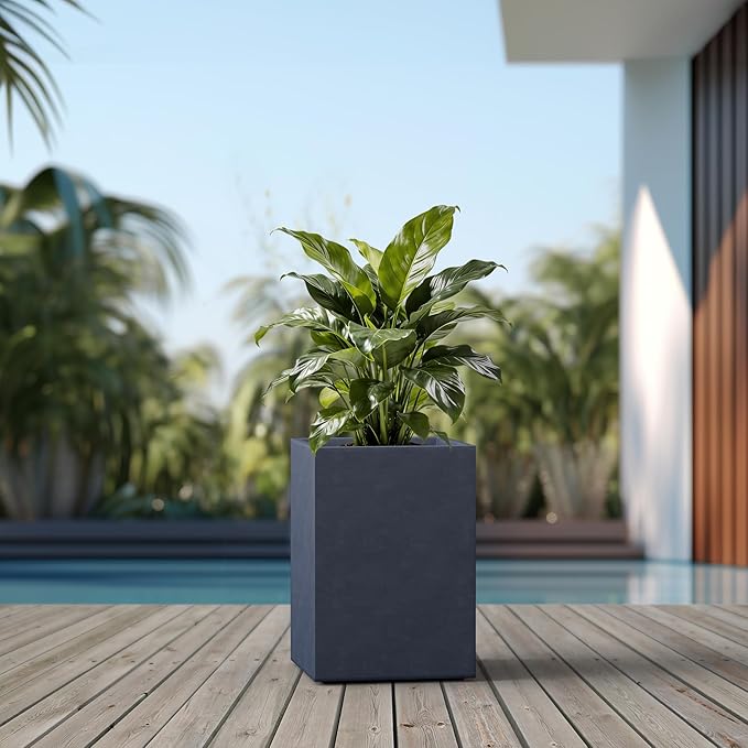 Kante 18.5" H Tall Rectangular Concrete Planters, Outdoor Indoor Lightweight - Image 7