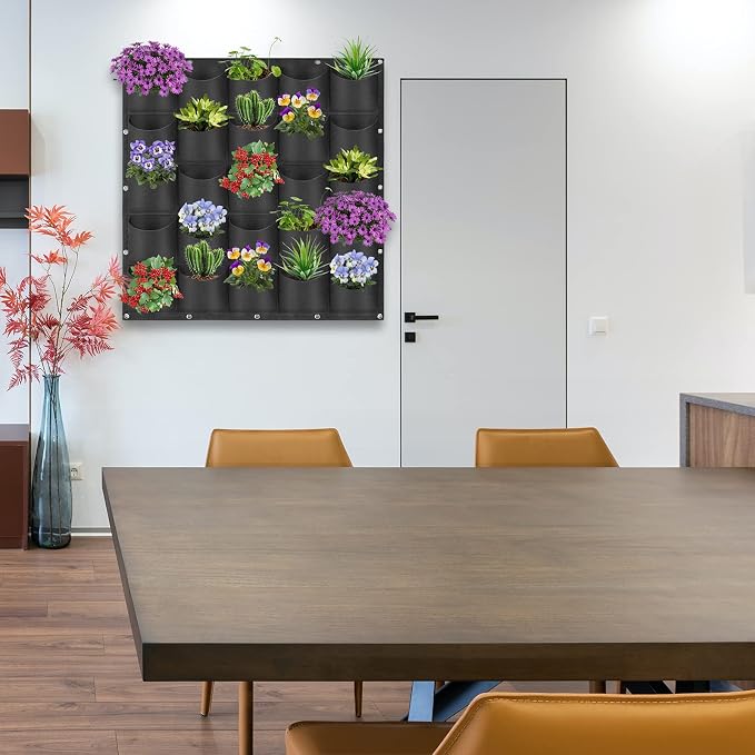 25 Pockets Hanging Planter Bags, Hanging Vertical Wall Mounted Plant Planting - Image 8