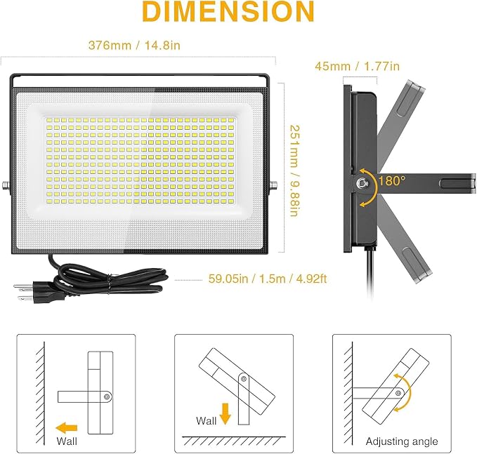 Onforu 300W Flood Lights Outdoor, 30000lm Bright LED Work Light - Image 9