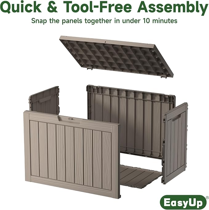EasyUp 45 Gallon Outdoor Storage Box, Resin Waterproof UV-Resistant Deck Box - Image 5