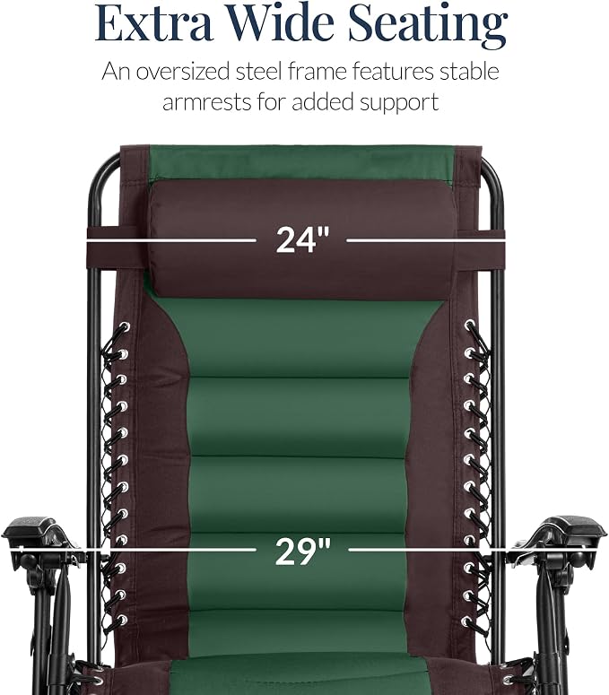 Best Choice Products Oversized Padded Zero Gravity Chair, Folding Outdoor Patio - Image 4