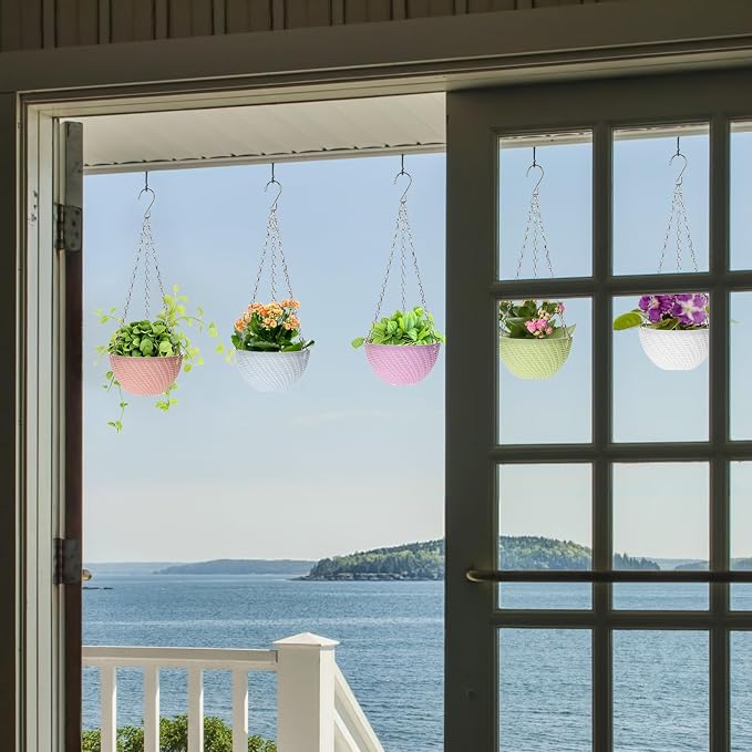 Foraineam 10 Pack Mini Hanging Planters Garden Self-Watering Flower Plant Pot - Image 6