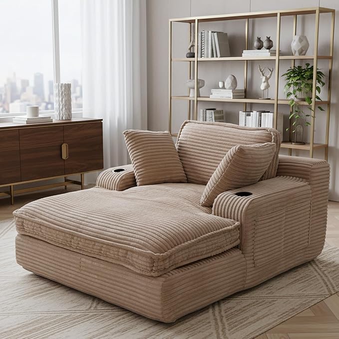 67" Oversized Chaise Lounge Chair Indoor, Soft Boneless Cloud Couch - Image 9