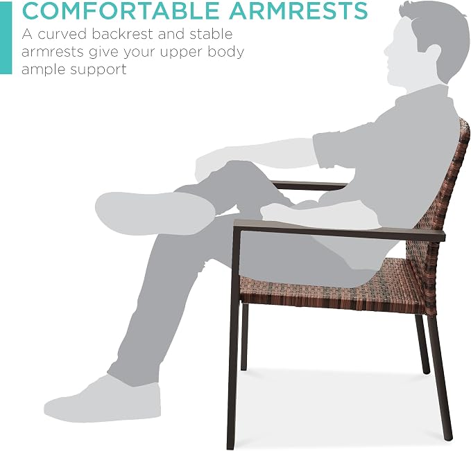 Best Choice Products Set of 2 Stackable Outdoor Wicker Dining Chairs - Image 5