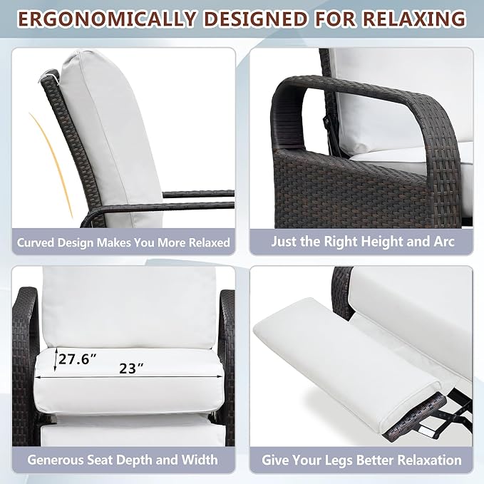 ART TO REAL Outdoor Recliner, Automatic Adjustable Wicker Lounge Recliner Chair - Image 5