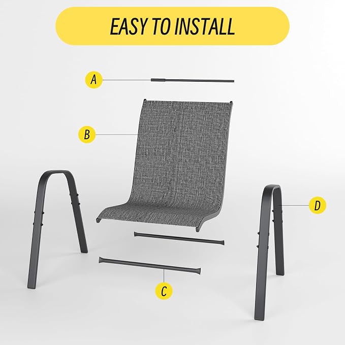 Betterhood Patio Chairs Set of 2, Stackable Outdoor Dining Chairs Set - Image 7