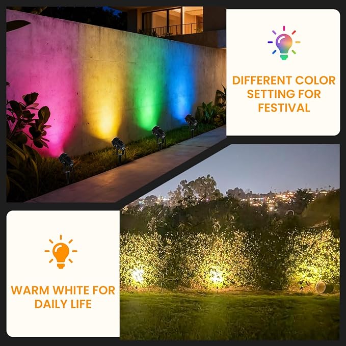 Multi Colored Spotlights Outdoor: RGBW LED Spot Light Plug in 120V Remote - Image 4