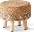 Wimarsbon Round Foot Stool Natural Seagrass Poufs Ottoman Hand Weave Footrest by Wimarsbon
