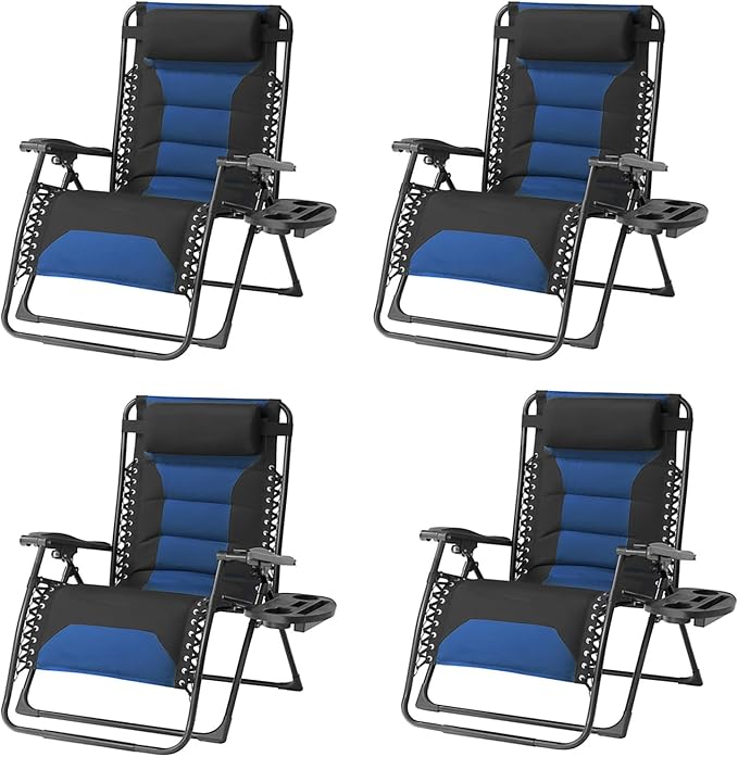 Zero Gravity Chair Set of 4 Oversized Folding Recliner, Padded Anti Gravity by Unknown