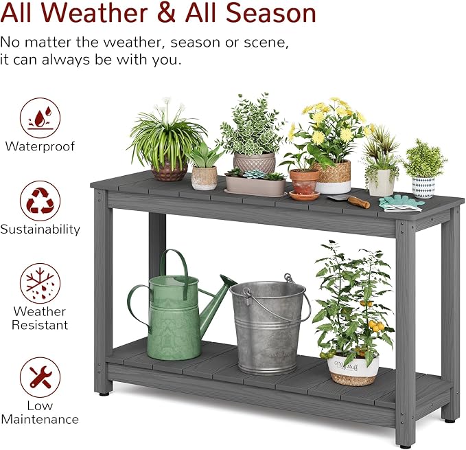 Stoog All-Weather Console Table, 2-Tier Patio Console Table Outdoor - Image 4