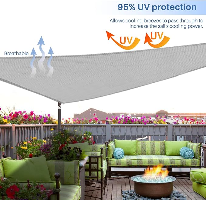 E&K Sunrise 8' x 8' x 8' Sun Shade Sail Triangle Canopy Shade Cover UV Block - Image 5