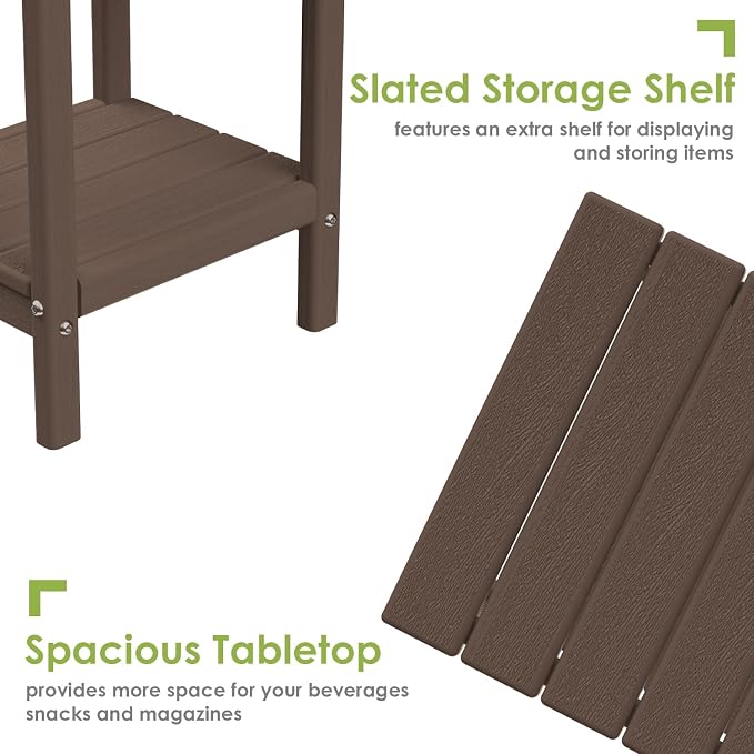GREENVINES Adirondack-Outdoor-Side-Table | Set of 2 | Wood Grain | 14 x 13 - Image 5
