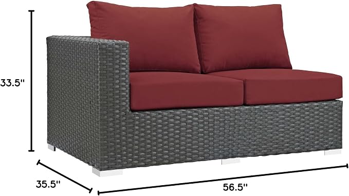 Modway Sojourn Wicker Rattan Outdoor Patio Sunbrella Fabric Left-Arm Loveseat - Image 2