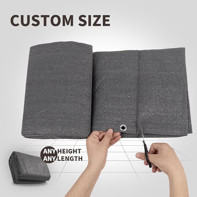 LOVE STORY Custom Size 3'x14' Dark Grey Balcony Privacy Screen, UV Block - Image 2