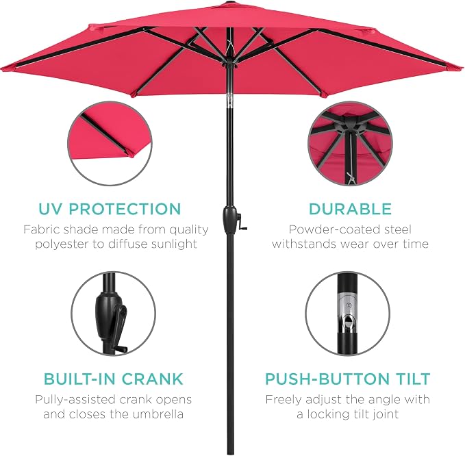 Best Choice Products 7.5ft Heavy-Duty Round Outdoor Market Table Patio Umbrella - Image 5
