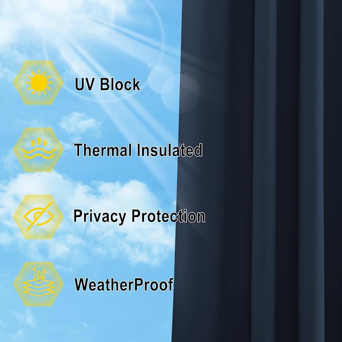 NICETOWN Outdoor Patio Curtain Waterproof, Sun Blocking Weatherproof Porch - Image 5