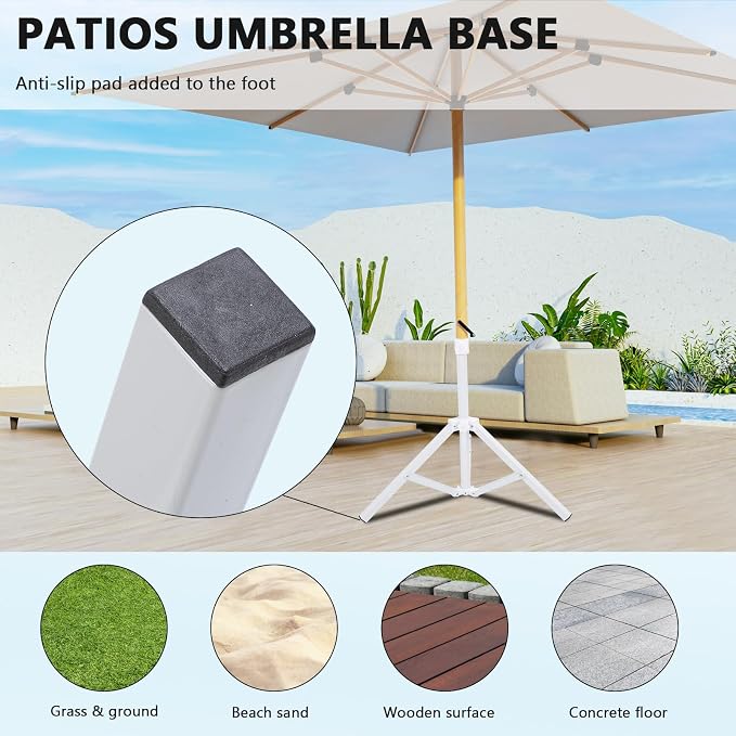 Beach Umbrella Stand Base, Portable Foldable Sun Umbrella Stand White - Image 5