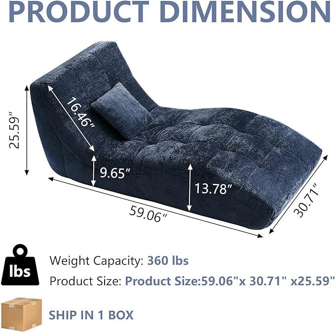 Chaise Lounge Chair with Curved Back, Modern Upholstered Recliner Sofa - Image 2