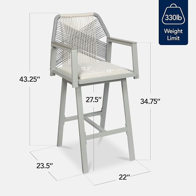 Best Choice Products Outdoor Bar Stools Set of 2, Bar Height, 360° Swivel - Image 3