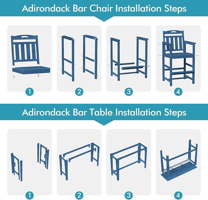 Ciokea 3 Pcs Outdoor Bar Height Table Set, Heavy-Duty All-Weather HDPE Patio - Image 9