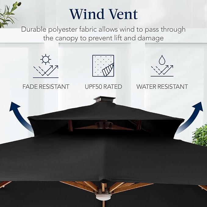 Best Choice Products 10ft Square Cantilever Patio Umbrella w/Base Included - Image 7