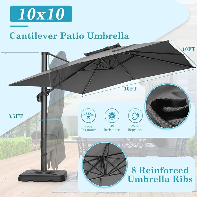 HOTEEL10x10ft Patio Umbrella Cantilever Umbrellas - Image 4
