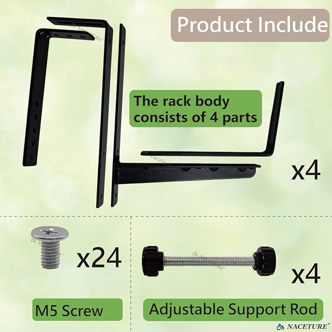 Window Box Brackets for Railing- 4 Pcs Adjustable Planter - Image 7