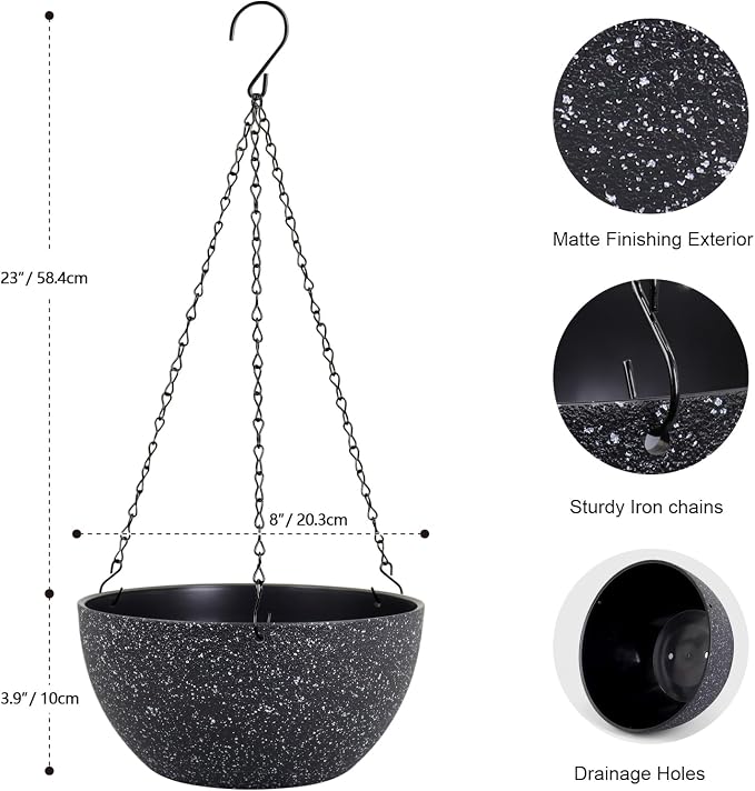 8 inch Small Hanging Planters for Indoor Outdoor Plants, 2 Pack Hanging Flower - Image 2