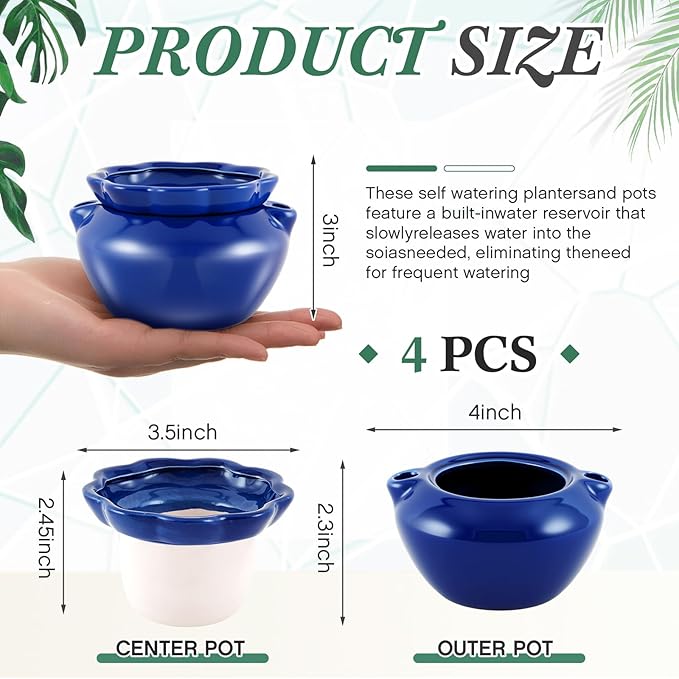 4 Sets African Violet Pots 4 Inch Self Watering Pot - Image 4