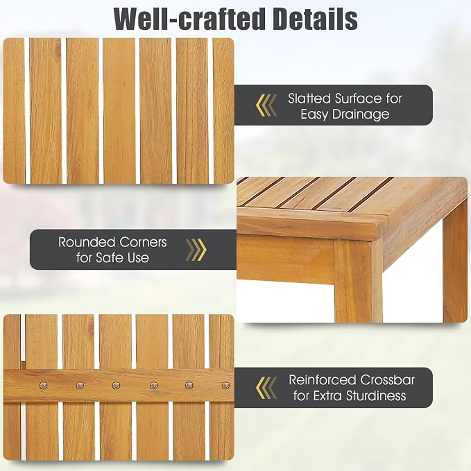 Tangkula 5 Piece Outdoor Acacia Wood Bar Table Set, Space-Saving Patio Dining - Image 4