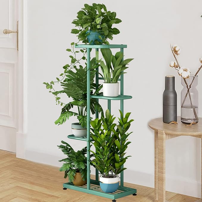 LINZINAR Metal 4 Tier 5 Potted Indoor Outdoor Plant Stand Shelf Planter Display - Image 6