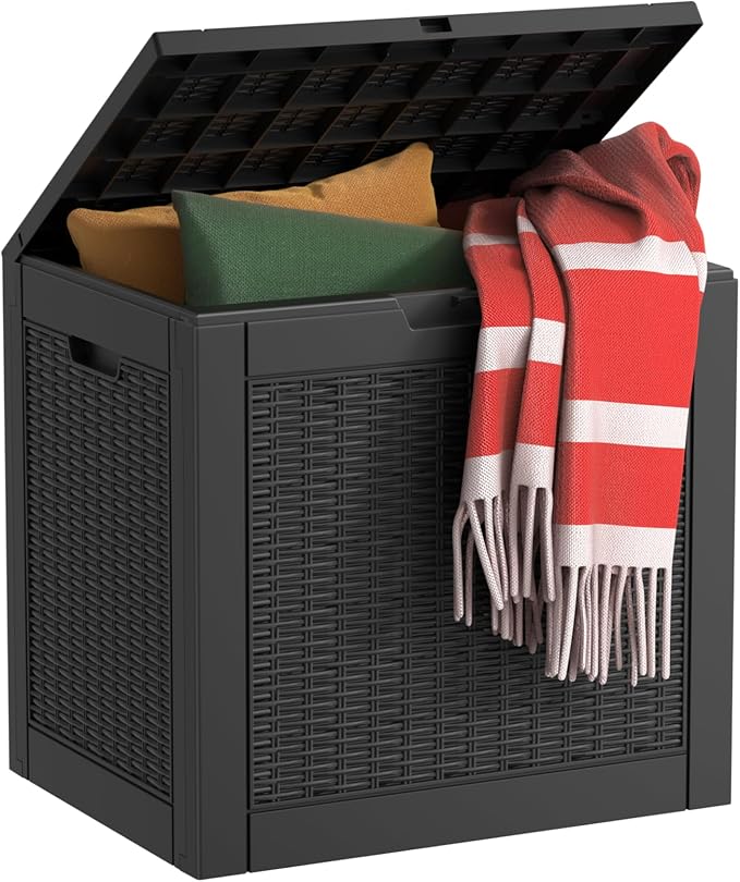 EasyUp 34 Gallon Resin Deck Box Waterproof, UV Resistant Outdoor Storage Box by EASYUP