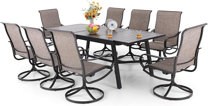 PHI VILLA 9 PCS Patio Dining Set, Outdoor Table and Chair Set by PHIVILLAThepioneerofcomfortablehouseholdsupplies