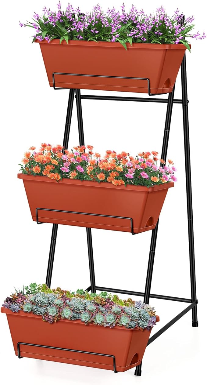 Vertical Raised Garden Bed Outdoor 3 Tiered Garden Planters Standing Elevated by BTY
