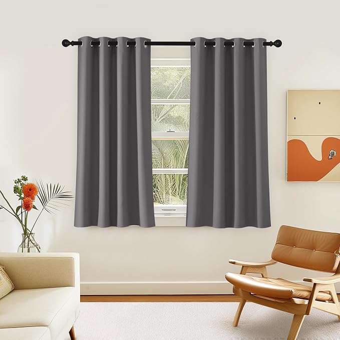 NICETOWN Grey Blackout Curtain 54 inches Long, Grommet Room Darkening Thermal by NICETOWN