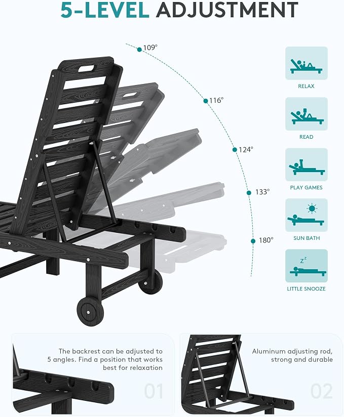 SERWALL Outdoor Chaise Lounge Set of 2 - Image 4