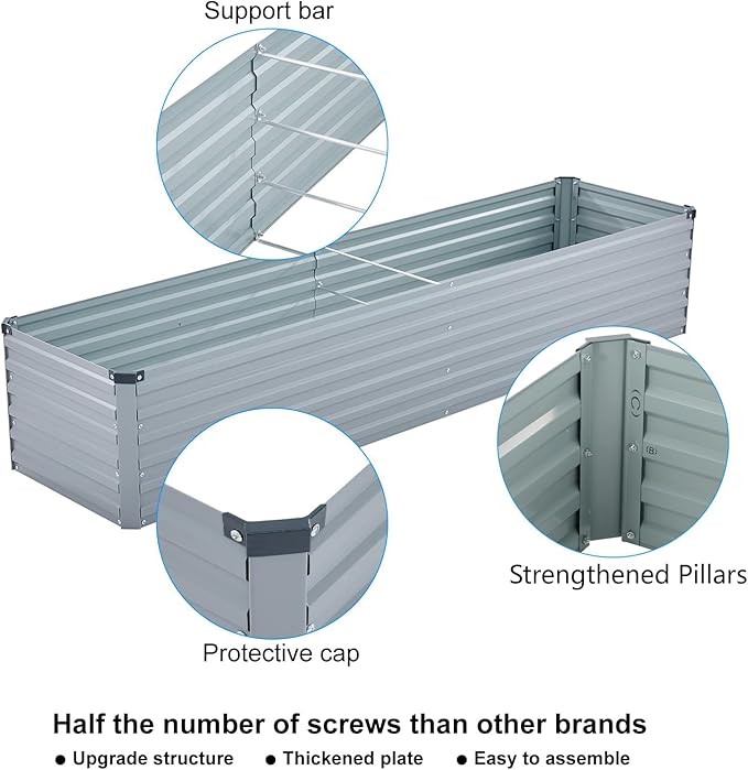 2 Pack 12x4x1FT Galvanized Raised Garden Beds Kit Outdoor Metal Gardening - Image 2