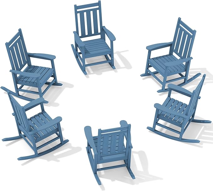KINGYES Oversized Outdoor Rocking Chair Set of 6, All-Weather Patio Rocking by KINGYES