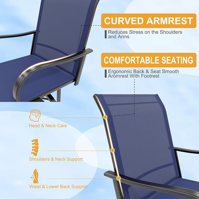 GarveeLife 2 Piece Outdoor Swivel Bar Chairs, Patio High Swivel Bar Stools - Image 5
