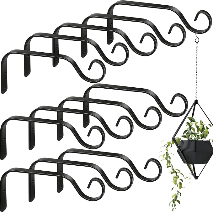 12 Pack Hanging Plant Bracket 7.3 Inches Metal Hook Decorative Straight Hanger by Chumia