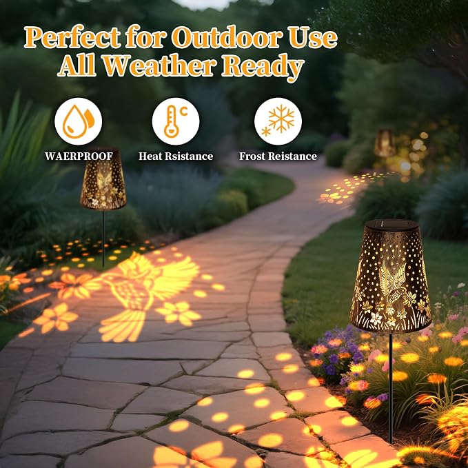 Solar Pathway Lights Outdoor, LED Bright Metal Retro Waterproof, Outside - Image 7