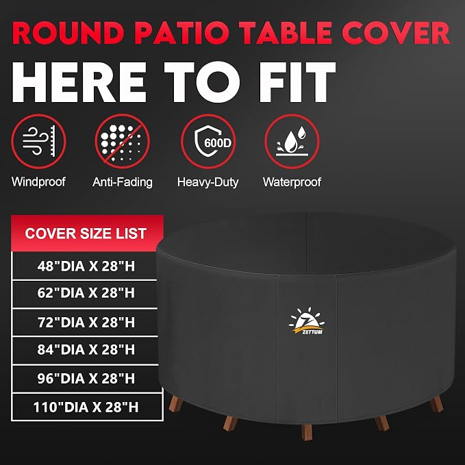 Zettum Round Patio Table Cover 110 Inch - Image 5