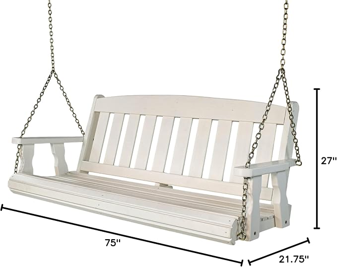 Amish Casual Heavy Duty Mission Treated Porch Swing, Semi-Solid White Stain - Image 4