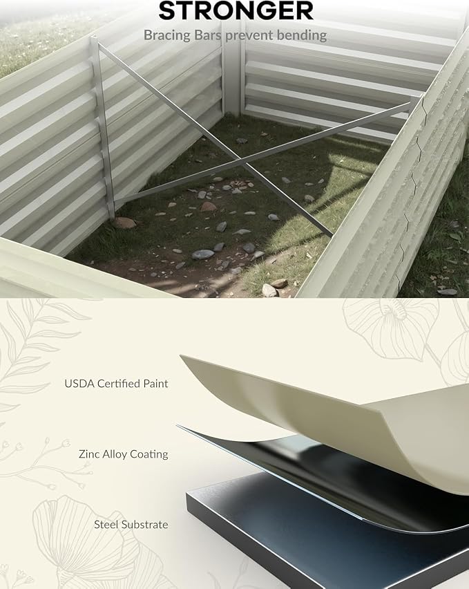 Garvee 6x3x2ft Galvanized Raised Garden Bed Outdoor, Rust-Resistant Raised - Image 5