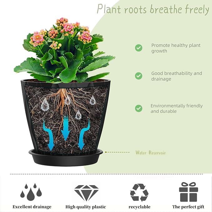 4 Inch Plant Pots, 6 Pack Indoor Flower Pots, Planters - Image 4