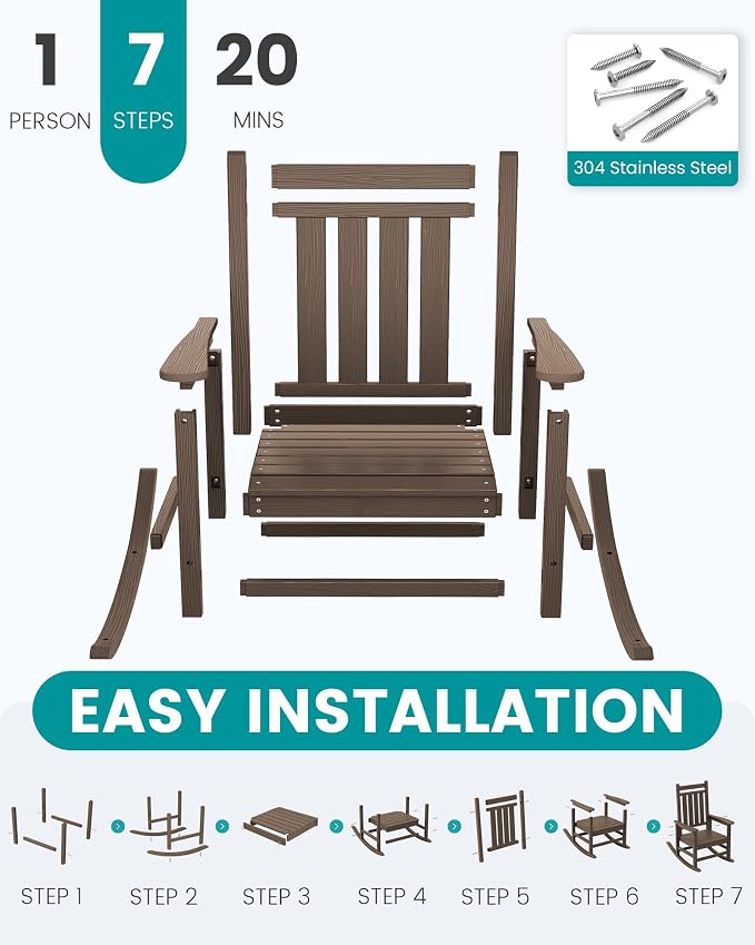 SEWALL HDPE Rocking Chair, Oversized Outdoor Rocking Chair - Image 4